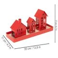 Metallinen Tuikkukynttiläpidike Talot Punainen Tarjottimella 35cm 1 Setti | Floristik24.fi