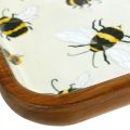 Floristik24 Deco tarjotin puinen neliömäinen mehiläisten kesäkoristelutarjotin 35×23,5×2cm