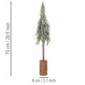 Keinotekoinen kuusi, jäätynyt, koristepuu puisella jalustalla talvikoristeeseen ja jouluun, 75 cm | Floristik24.fi