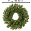 Keinotekoinen kuusenoksaseppele käpyillä oveen tai pöytään, 30 cm | Floristik24.fi