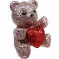 Floristik24 Koristetulppa karhu sydämellä, ystävänpäivä, kukka tulppa glitter 9kpl