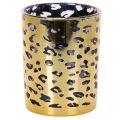 Floristik24 Lasinen tuikkukuppi leopardikuviolla pöytäkoristeeseen, 12 cm