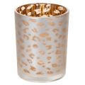 Floristik24 Lasinen tuikkukuppi leopardikuviolla, 12 cm