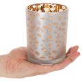 Lasinen tuikkukuppi leopardikuviolla, 12 cm | Floristik24.fi