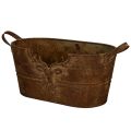 Floristik24 Soikea metallikulho kahvoilla, peurakuvio, ruosteenvärinen viimeistely, 36 cm
