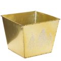 Floristik24 Metallinen istutusruukku kimaltelevalla kuusiaiheella, 18 cm