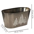 Soikea istutusruukku kohokuvioidulla kuusikuviolla, 25 cm | Floristik24.fi