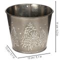 Metallinen istutusruukku kimaltelevilla kuusilla, 13 cm | Floristik24.fi
