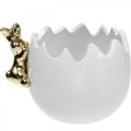 Floristik24 Pääsiäiskulho koristekulho keraaminen munanvalkuainen kultainen kani 2kpl