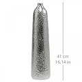 Floristik24 Koristeellinen maljakko metalli vasaralla kukkamaljakko hopea Ø9,5cm K41cm