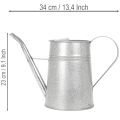 Galvanoitu koristeellinen kastelukannu, metallia, harmaa, vintage-tyyli, 1,7 l, korkeus 23 cm, tyylikkäisiin kukkakoristeisiin ja istutusastioihin | Floristik24.fi