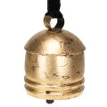 Floristik24 Vintage-kultainen kello mustalla samettinauhalla, korkeus 15 cm
