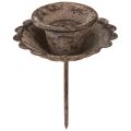 Floristik24 Vintage teräväkärkinen kynttilänjalka kiinnitettäväksi Ø8,5cm K11,5cm 4kpl