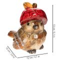 Koristeellinen lintuhahmo punaisella omenahatulla, syksykoristeet, 13 cm | Floristik24.fi
