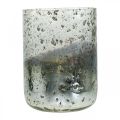 Floristik24 Kynttilän lasi kaksisävyinen lasi maljakkolyhty kirkas, hopea K14cm Ø10cm