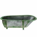 Floristik24 Koristeellinen kylpyamme metallia käytetty hopea, vihreä 44,5 cm x 18,5 cm x 15,3 cm