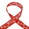 Floristik24 Joulunauha punaiset lumihiutaleet lahjanauha 40mm 15m
