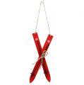 Floristik24 Joulukuusi ripustin sukset puu 21cm punainen 9kpl