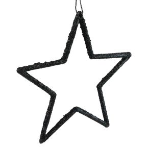 Floristik24 Joulukoristeita tähtiriipus musta glitter 12cm 12kpl