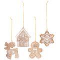 Floristik24 Joulukoristeet, hunajakakkukuvio, poro, piparkakkumies, lumihiutale, 7 cm, 4 kpl
