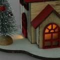Floristik24 Joulumökki LED-valaistuksella luonnollista, punaista puuta 20 × 15 × 15cm