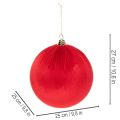 Punainen samettinen joulupallo, iso koristepallo ripustettavaksi, 25 cm, 2 kpl | Floristik24.fi