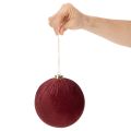 Joulupallo, punainen samettikuvio, ripustettavaksi, 15 cm, 3 kpl | Floristik24.fi