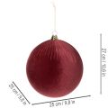 Suuri punainen samettinen joulukuusenkoriste ripustettavaksi, 25 cm, 2 kpl | Floristik24.fi