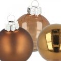 Floristik24 Joulupallot, puukoristeet sekoitus, mini joulukuusipallot ruskea H4,5cm Ø4cm aitoa lasia 24kpl