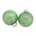 Floristik24 Joulupallo, joulukuusenkoriste, lasipallo vihreä marmoroitu H6,5cm Ø6cm aitoa lasia 24kpl.