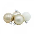 Floristik24 Joulupallo, joulukuusikoristeet, lasipallo valkoinen / helmiäinen H6,5cm Ø6cm aitoa lasia 24kpl