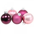 Floristik24 Mini Tree Balls, Joulupallo Mix, Joulupuu riipus violetti H4,5cm Ø4cm Aito lasi 24kpl