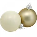 Floristik24 Joulupallo, joulukuusikoristeet, lasipallo valkoinen / helmiäinen H6,5cm Ø6cm aitoa lasia 24kpl