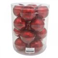 Floristik24 Joulukuusenkoriste, kuusiriipus, joulupallo punainen marmoroitu H8,5cm Ø7,5cm aitoa lasia 14kpl.