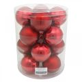 Floristik24 Joulukuusipallo, kuusenkoriste, joulupallo punainen H8,5cm Ø7,5cm aitoa lasia 12kpl.