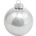 Floristik24 Lasipallo, kuusenkoriste, joulukuusen pallo hopea H8,5cm Ø7,5cm aitoa lasia 12kpl.