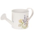 Floristik24 Valkoinen metallinen kastelukannu kukka-aiheella, 13,5 cm, koristeellinen ruukku