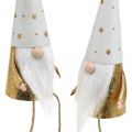 Floristik24 Gnome Christmas Deco figuuri valkoinen, kulta Ø6,5cm K22cm 2kpl