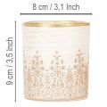Lasinen tuikkukuppi kukkakuviolla, Ø8cm K9cm, 2 kpl | Floristik24.fi