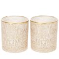 Floristik24 Lasinen tuikkupidike paisley-kuviolla, Ø8cm, korkeus9cm, 2 kpl