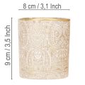 Lasinen tuikkupidike paisley-kuviolla, Ø8cm, korkeus9cm, 2 kpl | Floristik24.fi