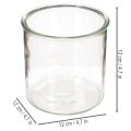 Lasinen tuikkukuppi, pyöreä, kirkas lasi, monikäyttöinen, 12 cm, 2 kpl | Floristik24.fi