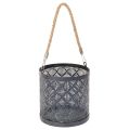 Floristik24 Metallinen tuikkukuppi, koristeellinen lyhty kahvalla, antrasiitti, Ø16cm, 2 kpl