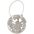 Floristik24 Metallinen riippuvalaisin, tuulivalo, harmaa, Ø14 cm, korkeus 13 cm