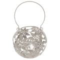 Metallinen riippuvalaisin, tuulivalo, harmaa, Ø14 cm, korkeus 13 cm | Floristik24.fi