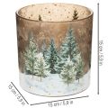 Lasinen tuikkukuppi kuusimetsäaiheella, talvikoriste, 15 cm | Floristik24.fi