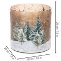 Lasinen tuikkukuppi, jossa on talvimetsä lumessa, joulukoriste, 20 cm | Floristik24.fi