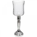 Floristik24 Lyhty lasi kynttilän lasi antiikki näyttää kirkkaalta, hopea Ø11.5cm K34.5cm