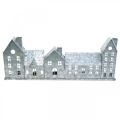 Floristik24 Rivitalot, metallikoriste valaistukseen, adventtikoriste, hopeinen lyhty P52cm K20cm