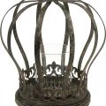 Kruunu lyhtynä, kynttiläkoristelu, metallinen kruunu antiikin näköinen H28cm Ø21cm | Floristik24.fi